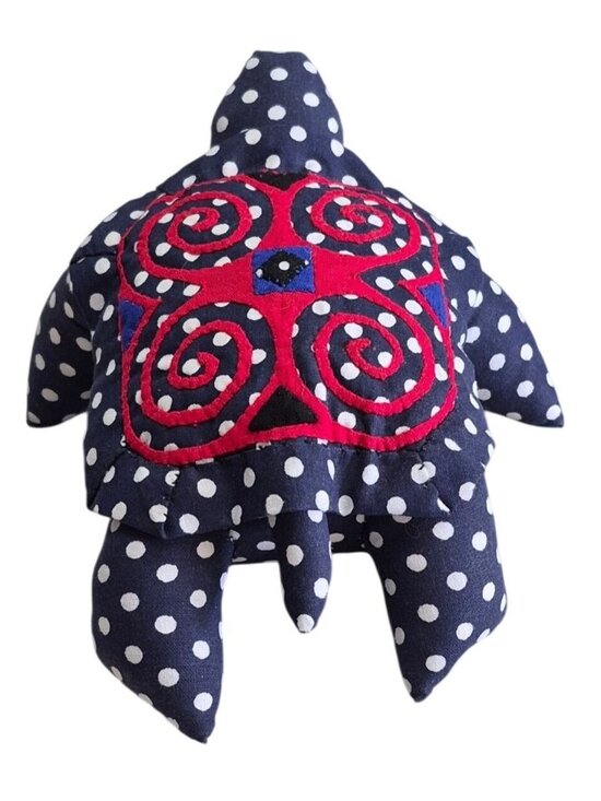 Other - Hand Stitched Polka Dot Fabric Turtle Plush Pin Cushion Toy Hard Tortoise